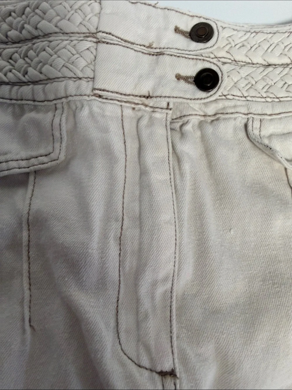 Free People Ivory High-Waist Mini Skirt Size 4 Boho Cotton Hemp Blend